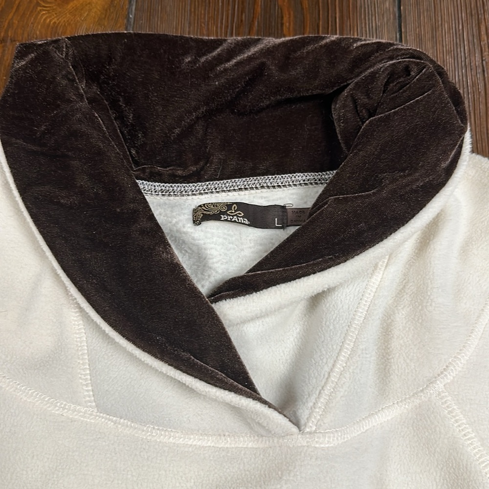 prAna Twisty Fleece Velvet Shawl Collar Pullover Base Layer Sweater - Picture 2 of 8